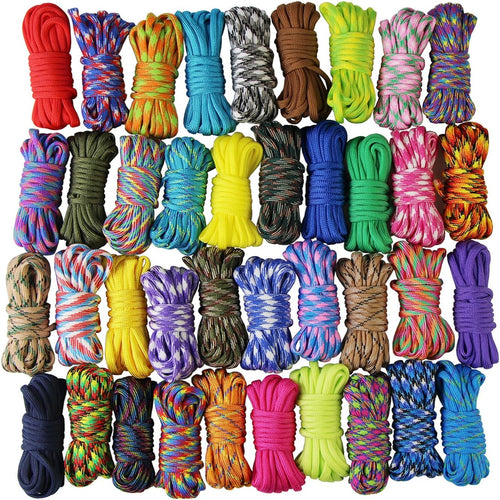 10 stuks gekleurde paracord-armbanden, parachutekoord, outdoor-survival-koordset, DIY-handgevlochten, 10 voet (bont x 10 stuks)