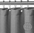 Douchegordijn, wasbaar, textiel, polyesterweefsel, douchegordijn met 12 metalen ringen, waterdicht, voor douche en bad, 180 x 200 cm, wafelpatroon