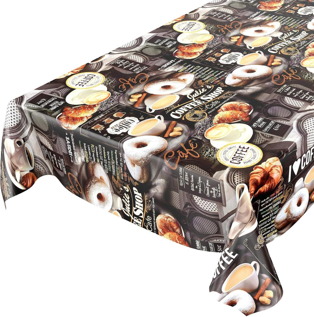 Koffie-bonbon-donuts-tafelkleed van tafelzeil donkergrijs 100x140cm