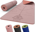 Yogamat 6 mm antislip – TPE-fitnessmat voor yoga, pilates en thuisworkouts – Antislip sportmat met uitlijningslijnen – Gymnastiekmat voor dames