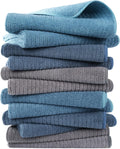Premium microvezel keukendoek – geribbeld badstof – Blauw/Grijs/Turkoois – 40 x 70 cm – 12-pack