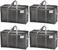 Opbergzak van 102 liter, opbergbox met deksel, stevige handvatten, verhuiszakken met ritssluiting, alternatief voor verhuisdozen, opvouwbare kledingopbergers (grijs, Pac