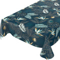 Wasbaar tafelkleed met waslaag, marmer, goud, blauwe bladeren